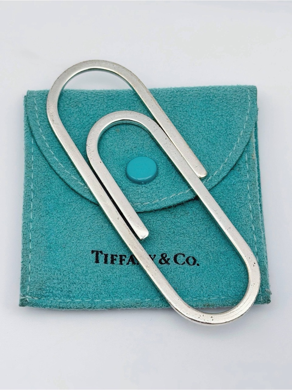 Vintage Tiffany & Co. 925 Sterling Silver Paperclip Money Clip Holder 3.5”